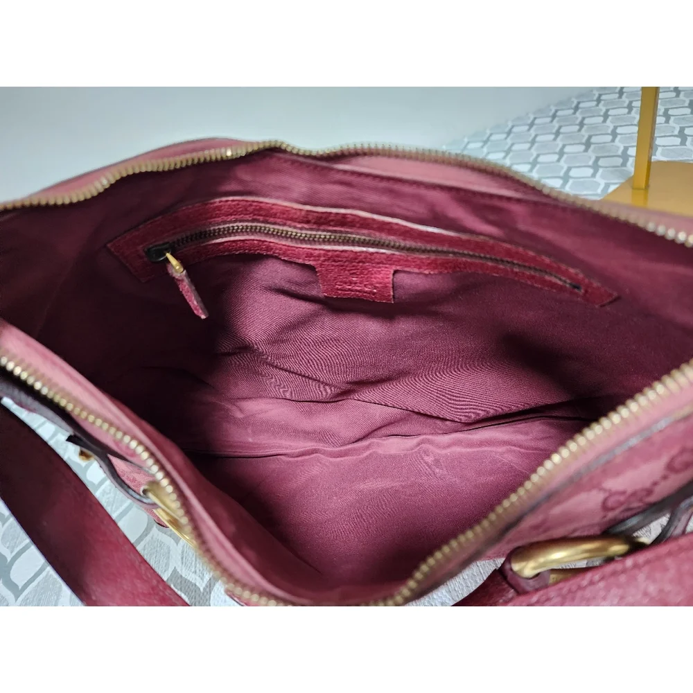 Gucci GG Canvas And Leather Horsebit Hobo Bag Pink